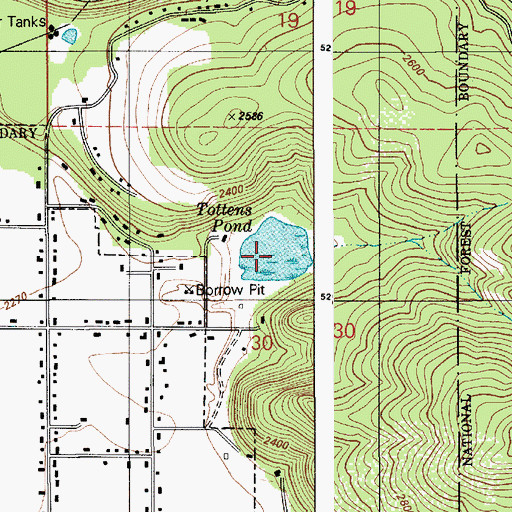 Topographic Map of Tottens Pond, ID