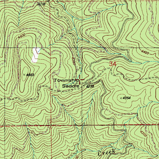 Topographic Map of Township Saddle, ID