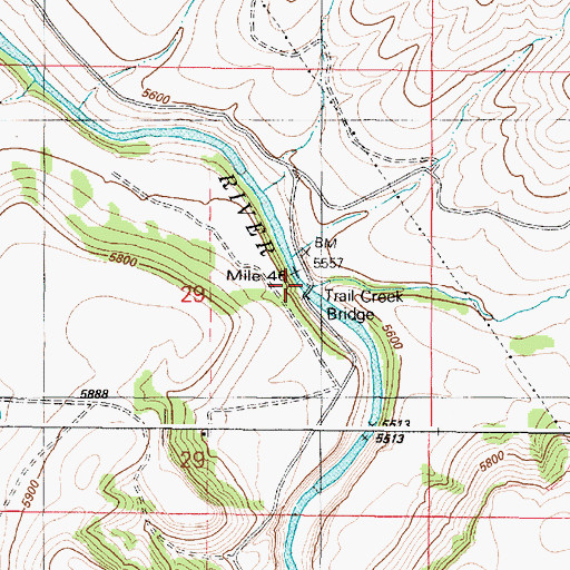 Topographic Map of Trail Creek Bridge, ID