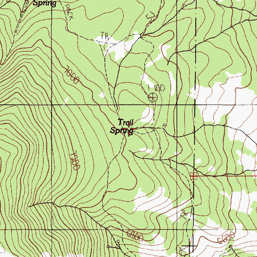 Topographic Map of Trail Spring, ID