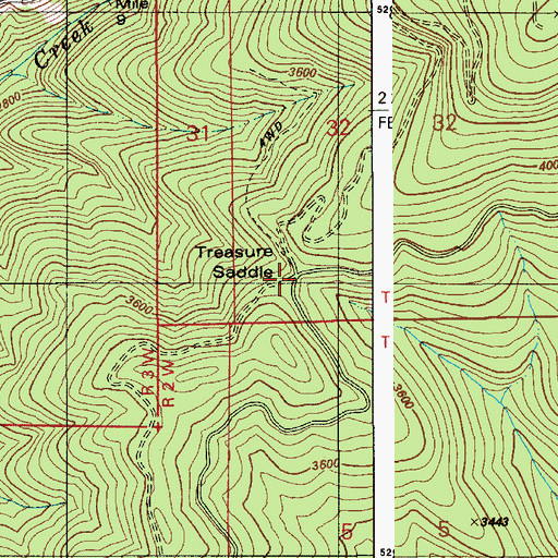Topographic Map of Treasure Saddle, ID