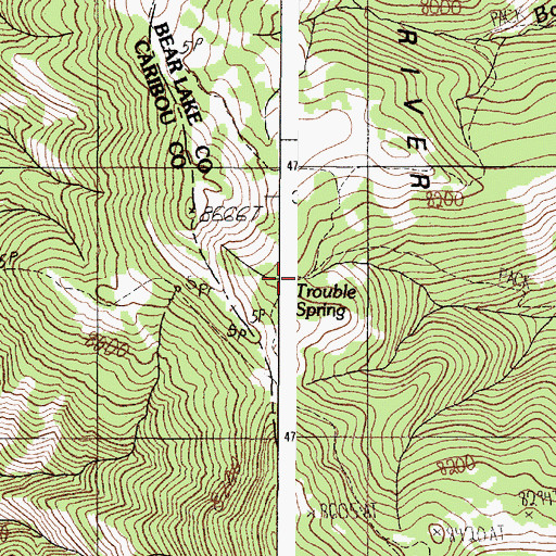 Topographic Map of Trouble Spring, ID