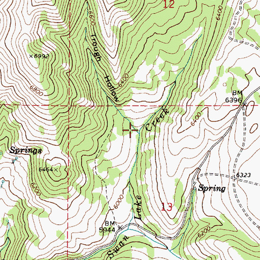 Topographic Map of Trough Hollow, ID