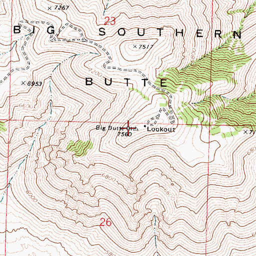 Topographic Map of Big Butte, ID