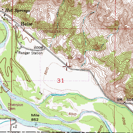 Topographic Map of Bertha Rock, ID