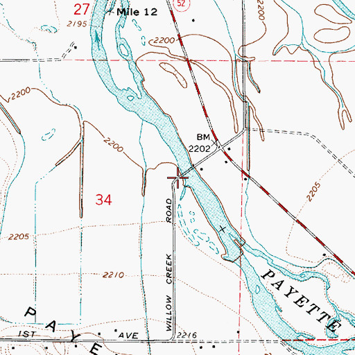Topographic Map of Bluff Station Ferry, ID