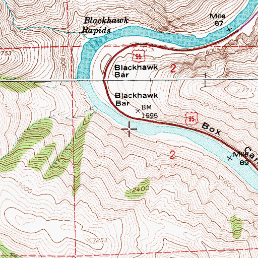 Topographic Map of Blackhawk Rapid, ID