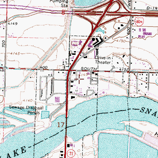 Topographic Map of Snake River Plaza, ID