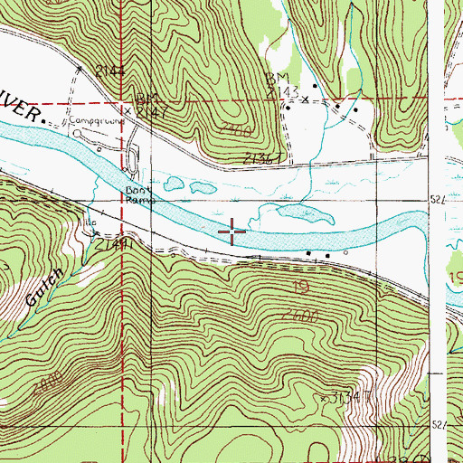 Topographic Map of Ahrs Creek, ID