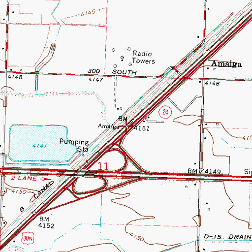 Topographic Map of Amalga, ID