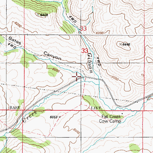 Topographic Map of Bates Creek, ID