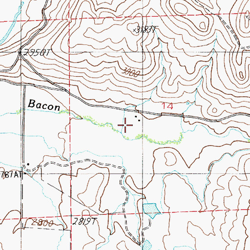 Topographic Map of Bacon, ID