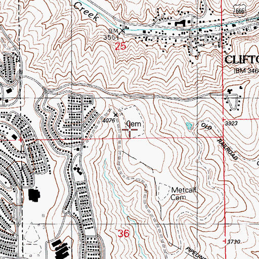 Topographic Map of Sacred Heart Cemetery, AZ