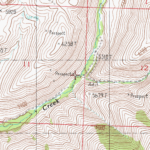 Topographic Map of Cherry Creek, ID