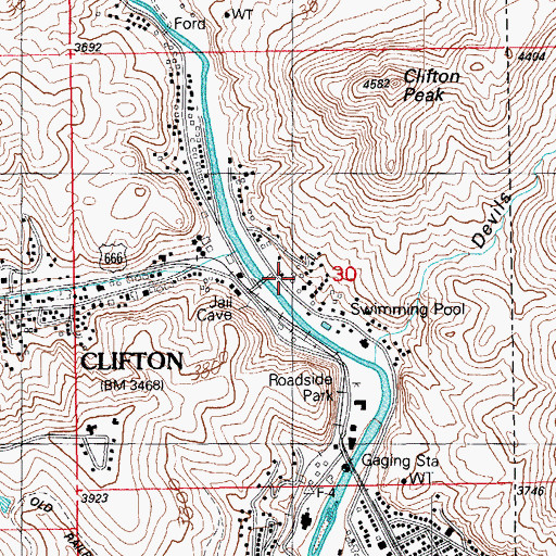 Topographic Map of Clifton City Hall, AZ