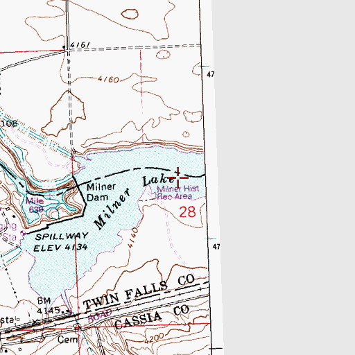 Topographic Map of Caldron Linn (historical), ID