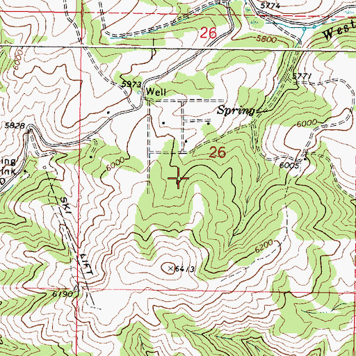Topographic Map of Caribou Ski Area, ID