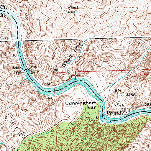 Topographic Map of Corn Creek Bar, ID