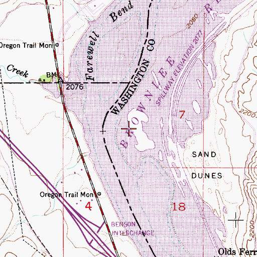 Topographic Map of Farewell Bend, ID