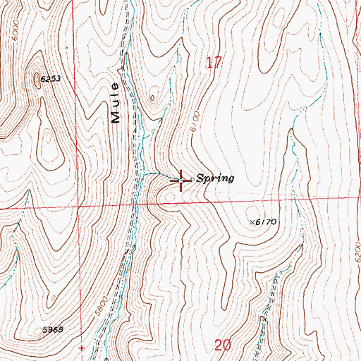 Topographic Map of Mule Creek Springs, ID