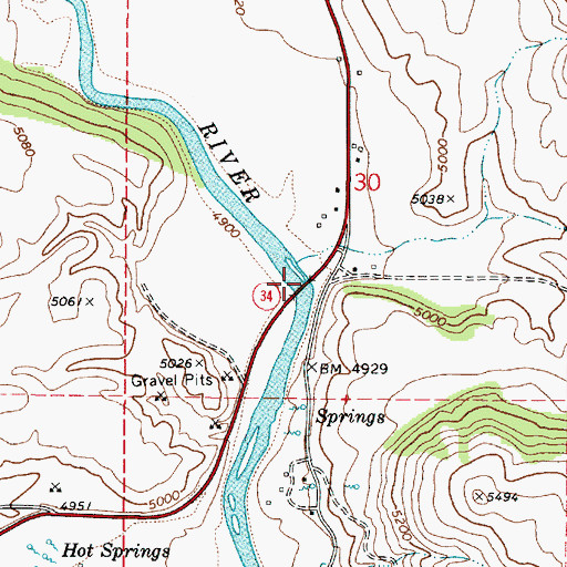 Topographic Map of McGregors Bridge, ID