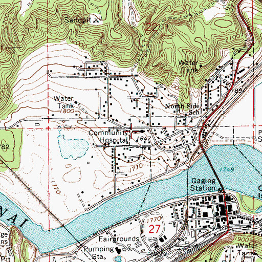 Topographic Map of Boundary Community Hospital, ID