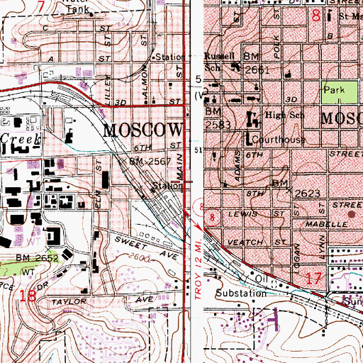 Topographic Map of Gritman Medical Center, ID