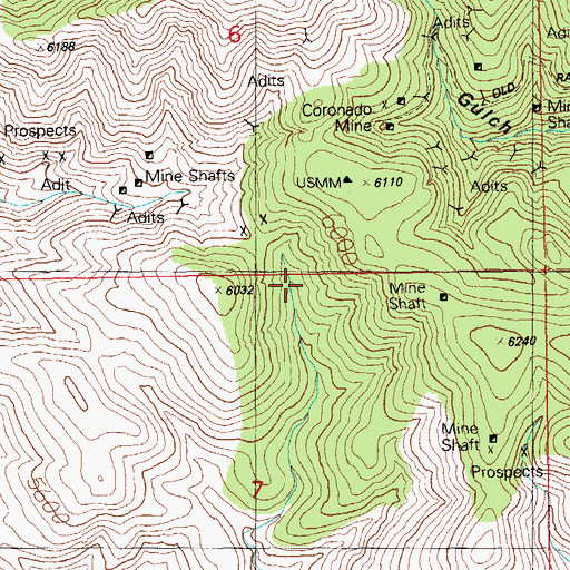 Topographic Map of Coronado Mine, AZ