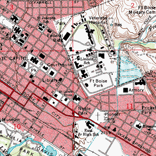 Topographic Map of Idaho Elks Rehabilitation Hospital, ID