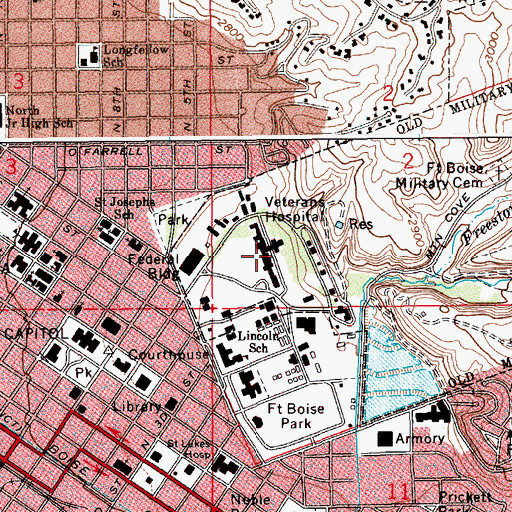 Topographic Map of Boise Veterans Affairs Medical Center, ID