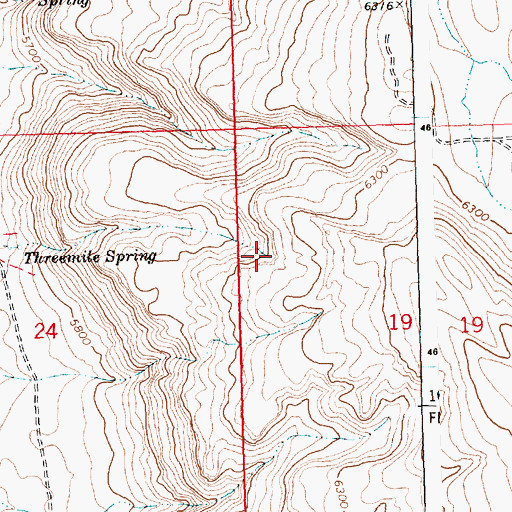 Topographic Map of Threemile Spring, ID