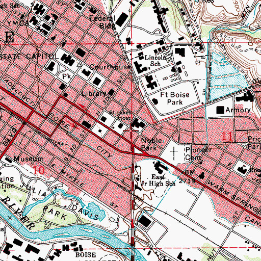Topographic Map of Saint Luke's Boise Medical Center, ID
