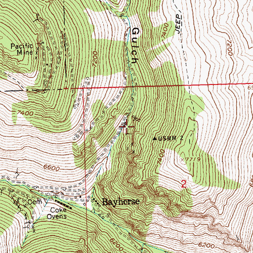 Topographic Map of Beardsley Mine, ID
