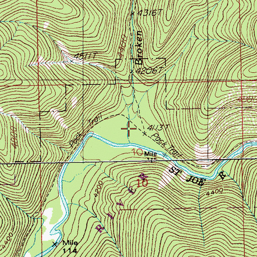 Topographic Map of Broken Leg Forest Cabin, ID