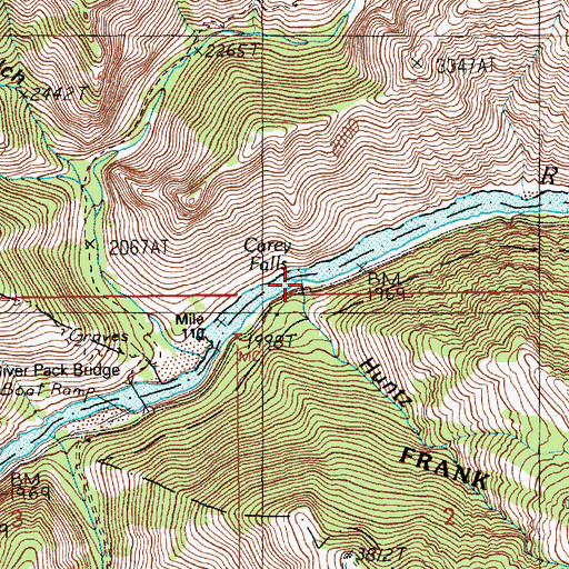 Topographic Map of Huntz Creek, ID
