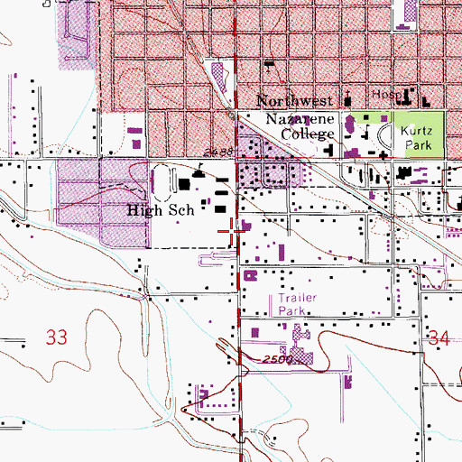 Topographic Map of Zion Lutheran School, ID