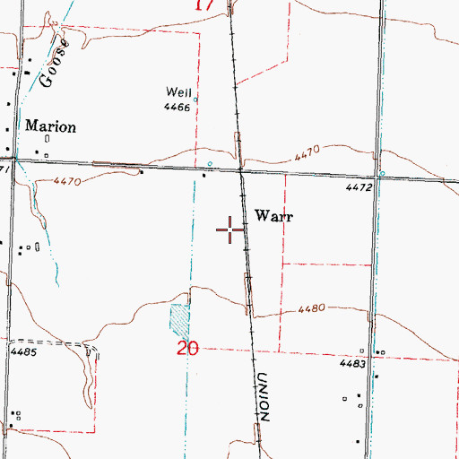Topographic Map of Warr, ID