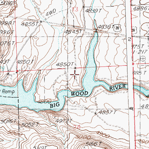 Topographic Map of Wood River Deer Migration Corridor, ID