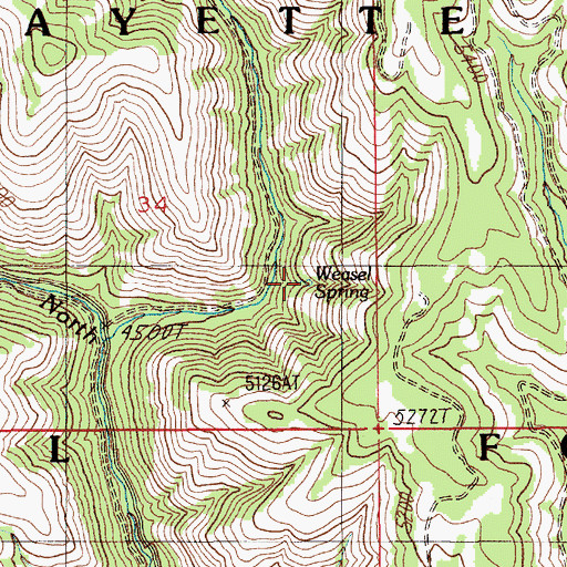 Topographic Map of Weasel Spring, ID