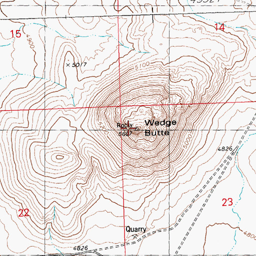 Topographic Map of Wedge Butte, ID