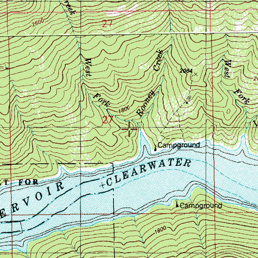 Topographic Map of West Fork Rooney Creek, ID