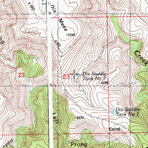 Topographic Map of Dix Saddle Number One Tank, AZ