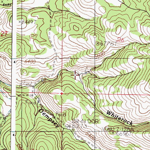 Topographic Map of Whiterock Creek, ID