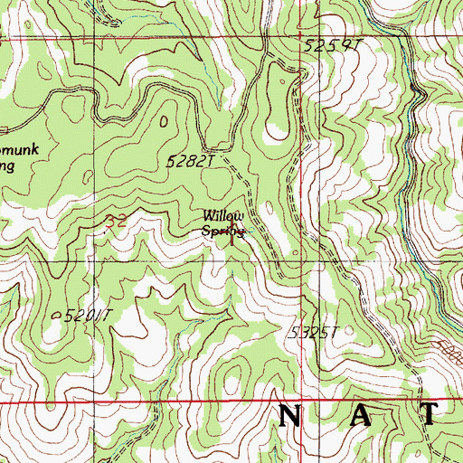 Topographic Map of Willow Spring, ID