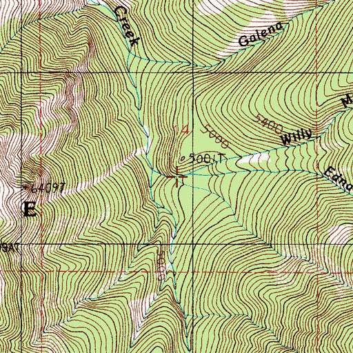 Topographic Map of Willy May Creek, ID