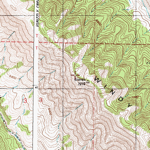Topographic Map of Windy Ridge, ID