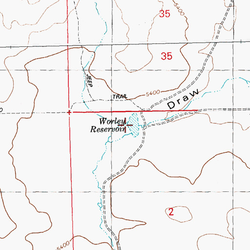 Topographic Map of Worley Reservoir, ID