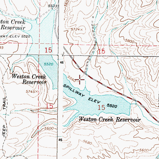 Topographic Map of Weston Reservoir Public Fishing Area, ID