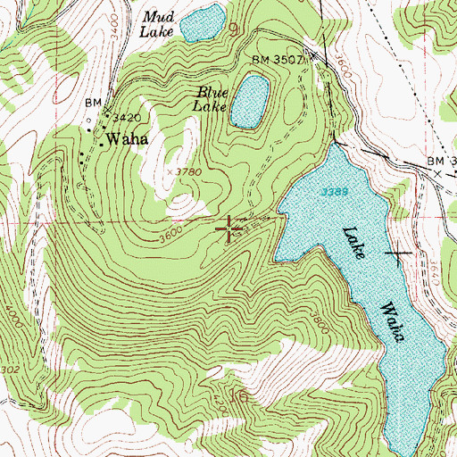 Topographic Map of Waha Lake Access Area, ID