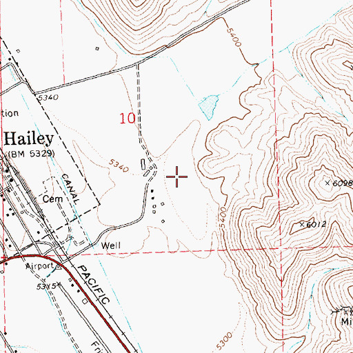 Topographic Map of Wood River High School, ID